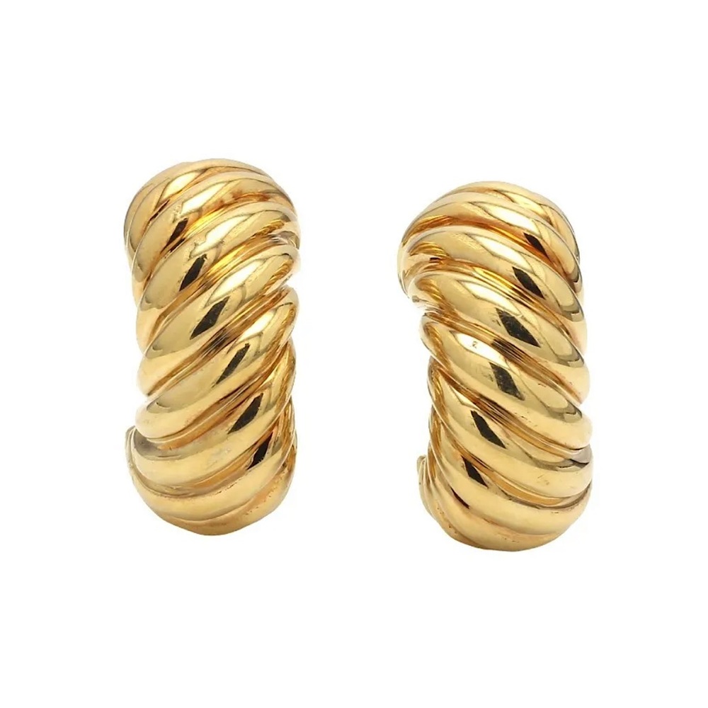 Wow ✨David Yurman 18k Cable Huggie Earrings 1”